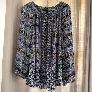 Lucky Brand long-sleeved, button-down, flowy, A-line shirt